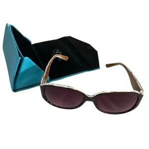 NYS Concrete Flower Elite Womens Polarized Sunglasses with case Dark Brown Cream